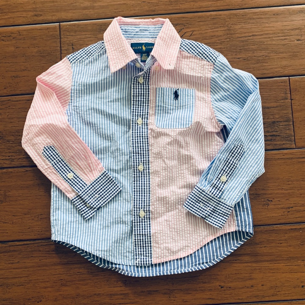 Boys Ralph Lauren Button Down Shirt 2t Seersucker
